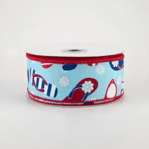 1.5" Flip Flops & Sunglasses Ribbon: Light Blue & RWB (10 Yards)