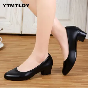 2019 Women's 5cm High Heels Pumps Office Lady Women Shoes Sexy Bride Party Thick Heel Round Toe Zapatillas Mujer  Wedges