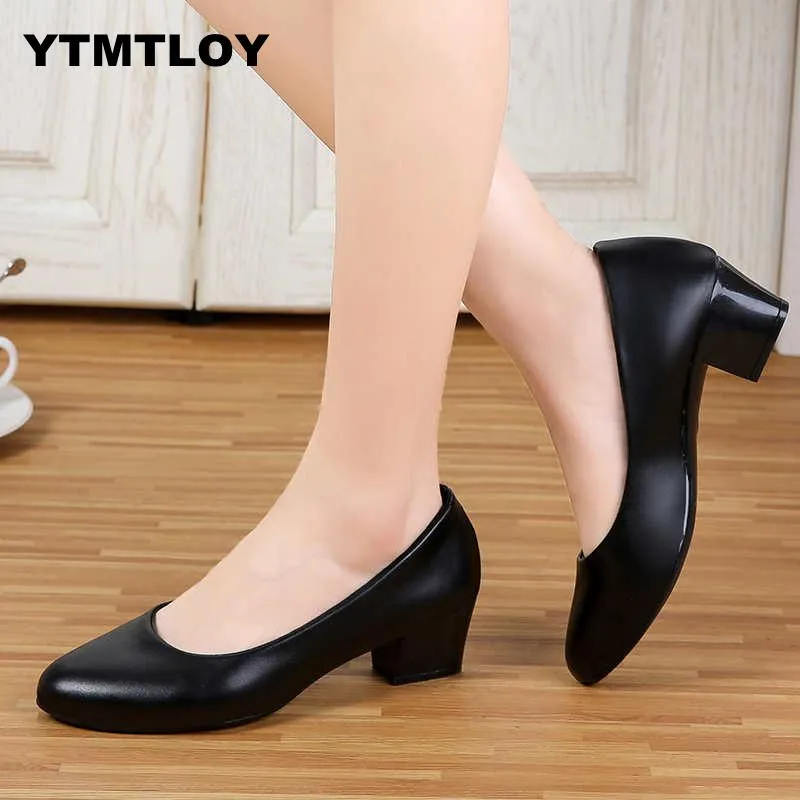 2019 Women's 5cm High Heels Pumps Office Lady Women Shoes Sexy Bride Party Thick Heel Round Toe Zapatillas Mujer  Wedges