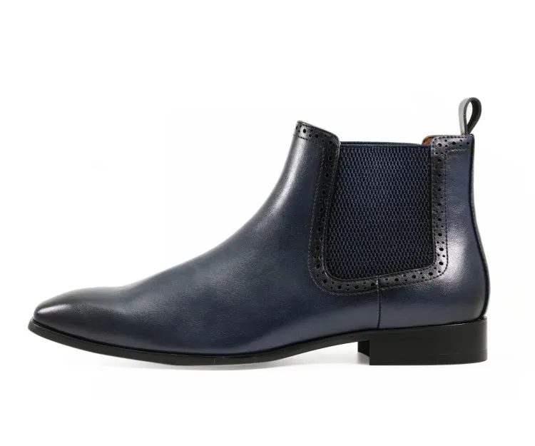 Amali Hayes Navy Men’s Wingtip Chelsea Boots Vegan
