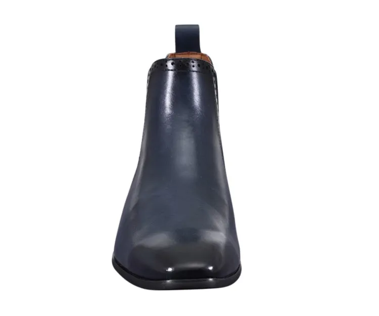 Amali Hayes Navy Men’s Wingtip Chelsea Boots Vegan