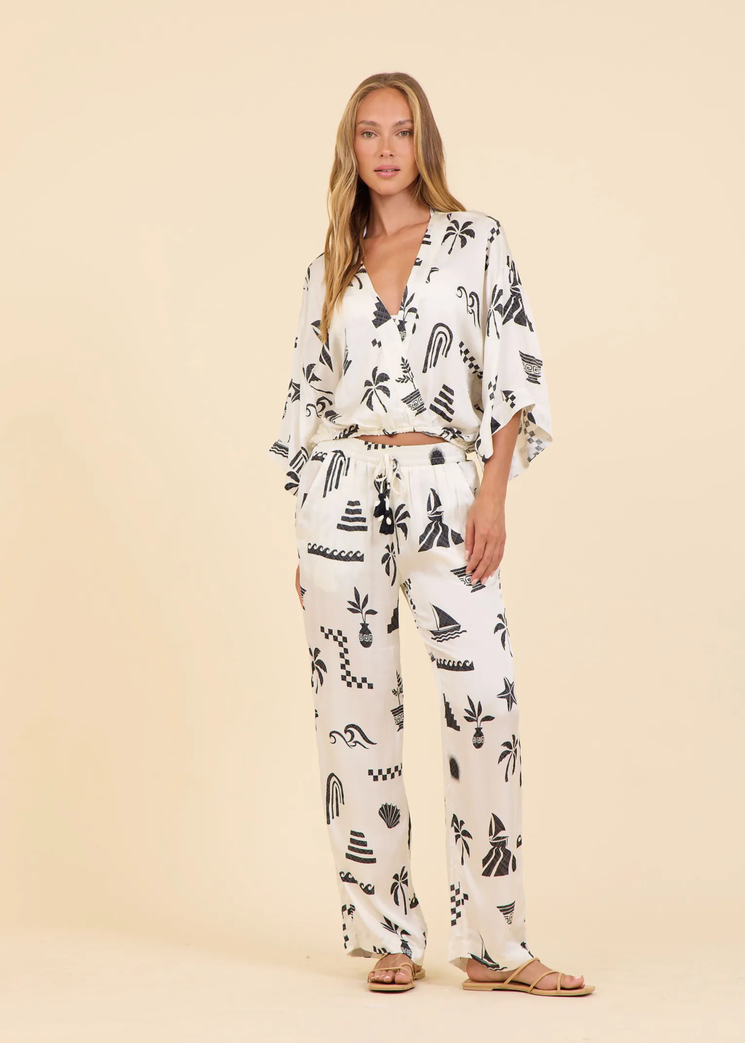 Beach Vibe Satin Wide Leg Pant