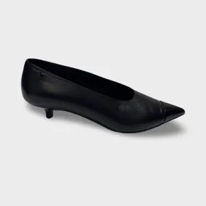 Chanel Women's Kitten-heel Black Leather Pumps