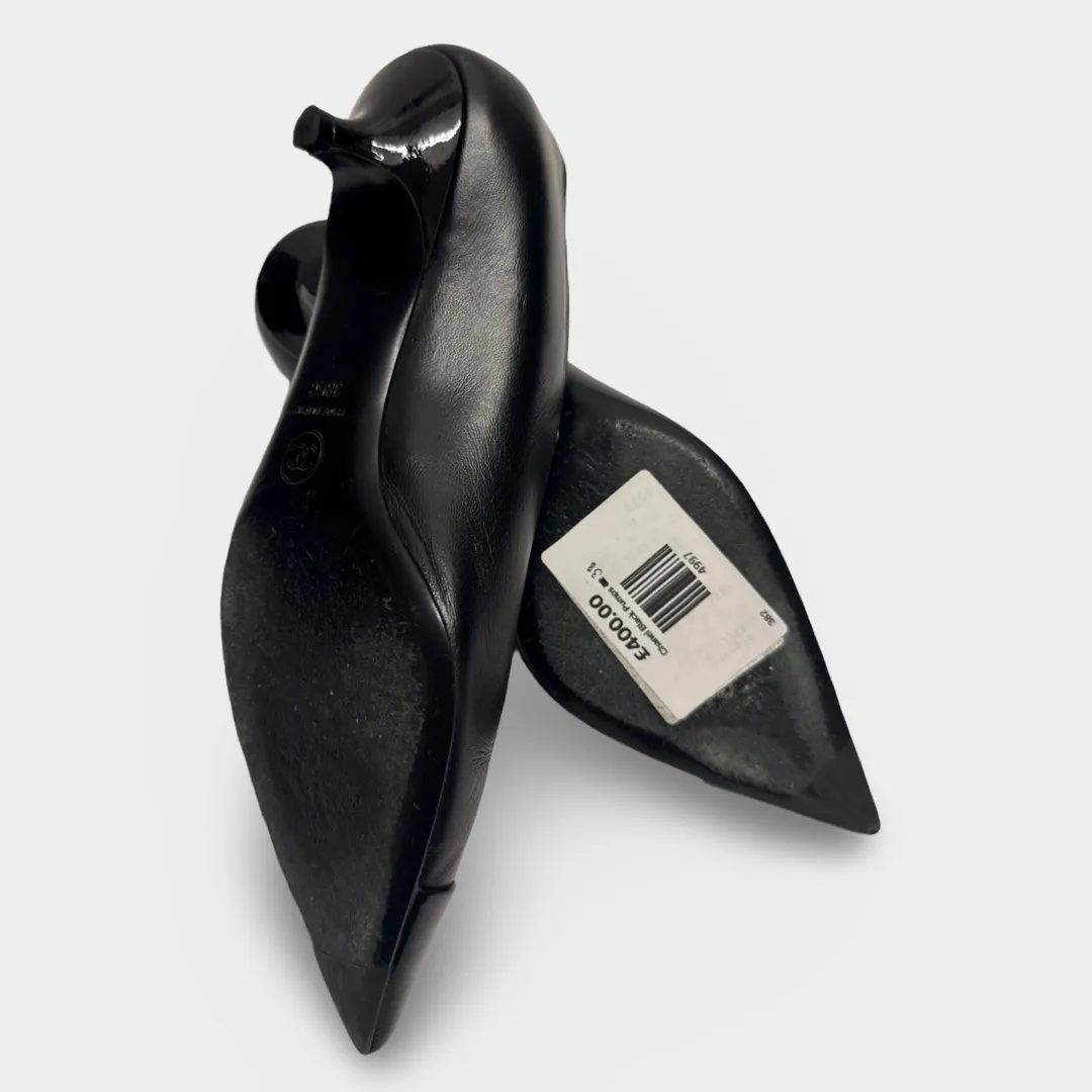 Chanel Women's Kitten-heel Black Leather Pumps