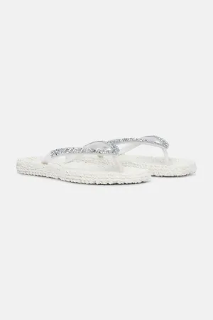 Chunky Glitter Flip Flop - Creme