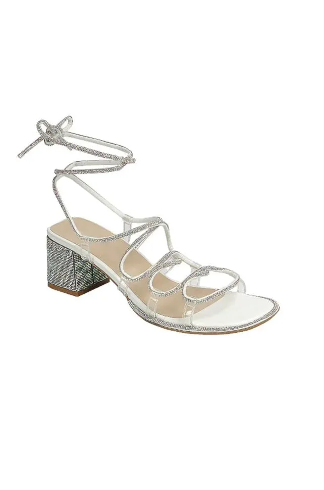 Confirm - Wide Friendly Embellished Lace Up  Block Heels