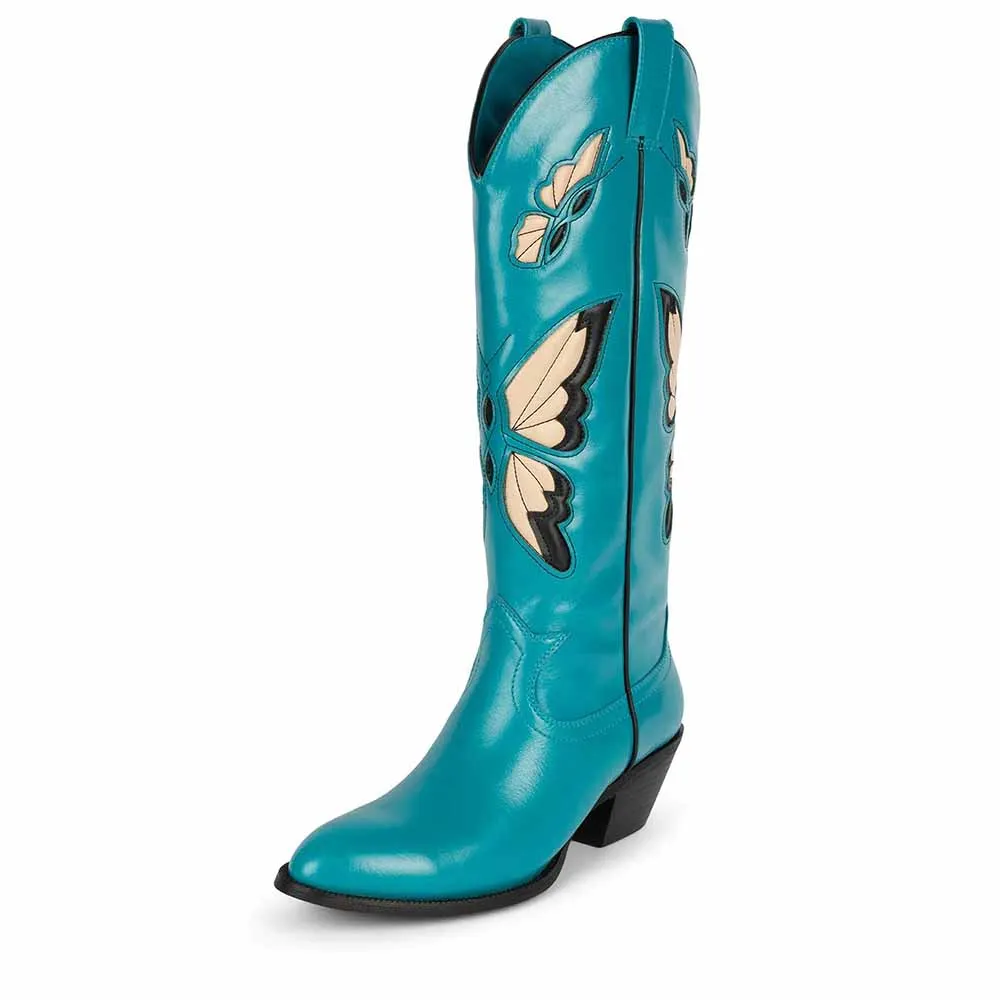 Cowboy Fashion Comfy Women Knee-high Boots With Butterfly Shoes