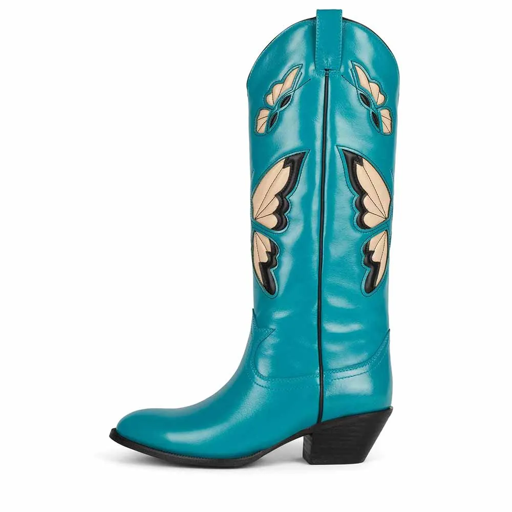 Cowboy Fashion Comfy Women Knee-high Boots With Butterfly Shoes