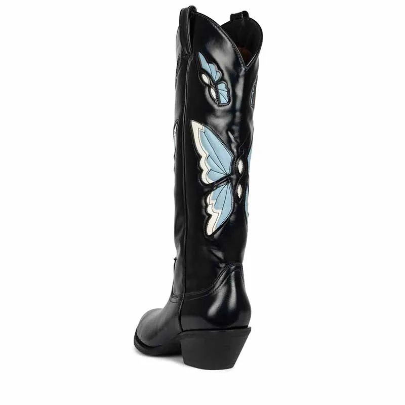 Cowboy Fashion Comfy Women Knee-high Boots With Butterfly Shoes