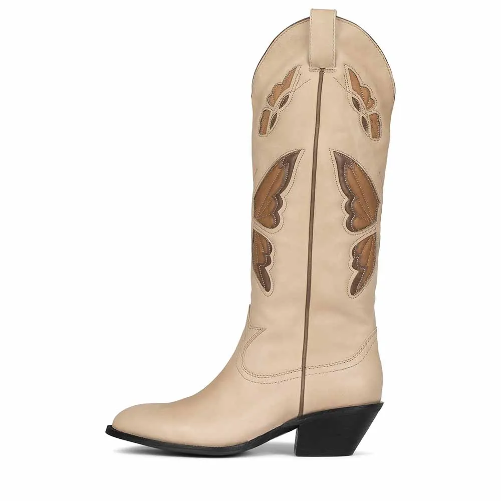 Cowboy Fashion Comfy Women Knee-high Boots With Butterfly Shoes
