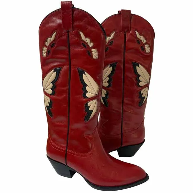 Cowboy Fashion Comfy Women Knee-high Boots With Butterfly Shoes
