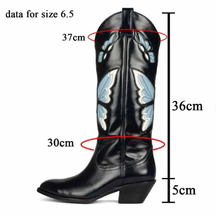 Cowboy Fashion Comfy Women Knee-high Boots With Butterfly Shoes