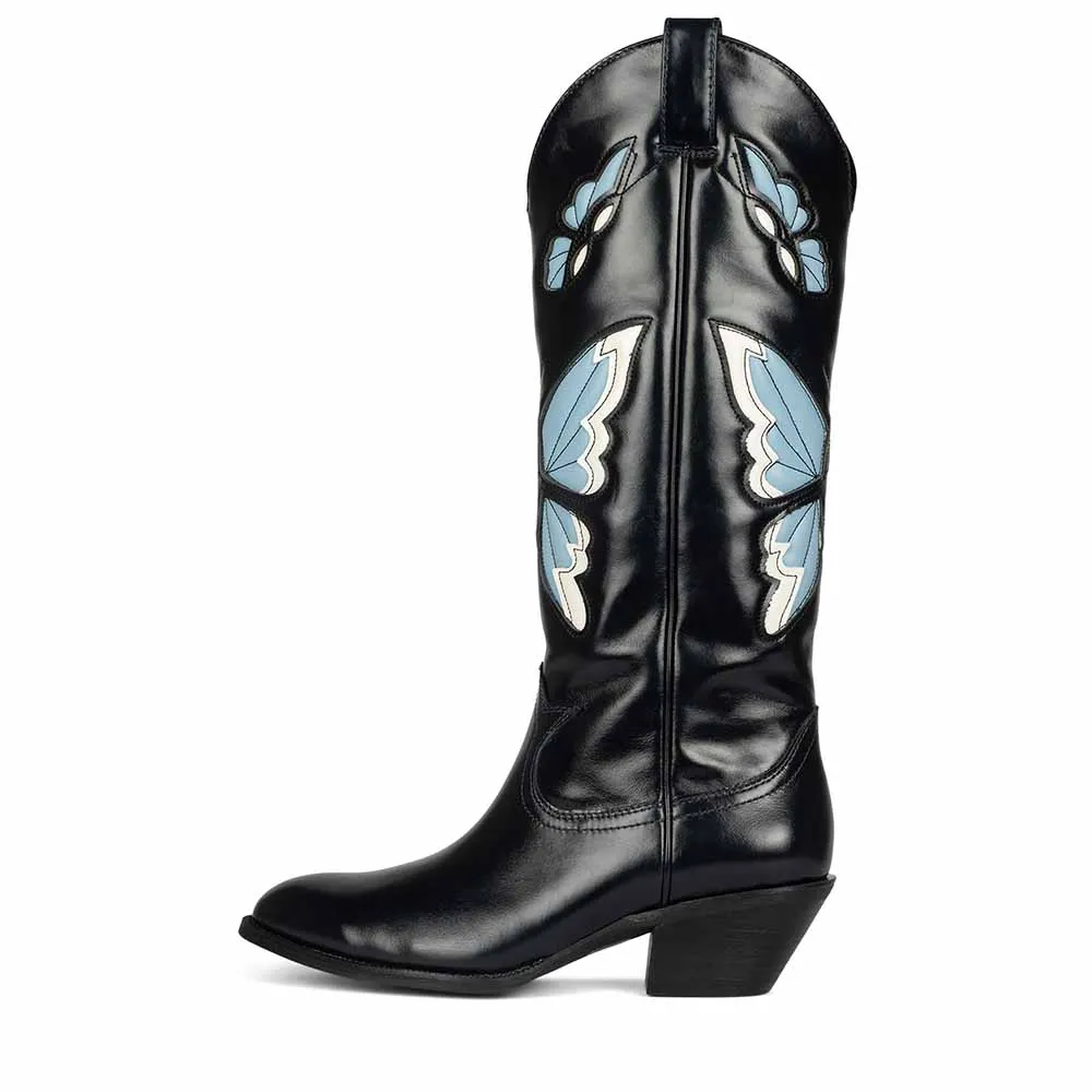 Cowboy Fashion Comfy Women Knee-high Boots With Butterfly Shoes