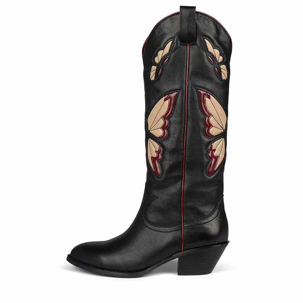 Cowboy Fashion Comfy Women Knee-high Boots With Butterfly Shoes