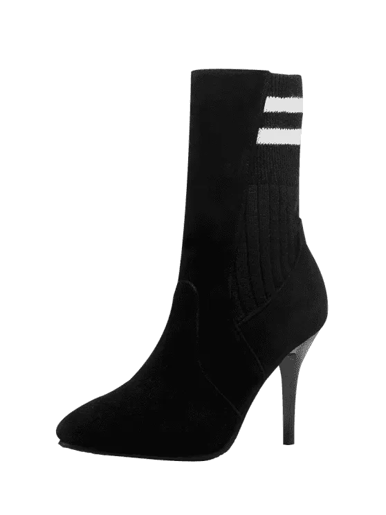 Cute Ankle Striped Stiletto Boots