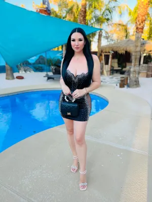 EVERYTHING I GOT Rhinestone Satin Corset  Mini Dress