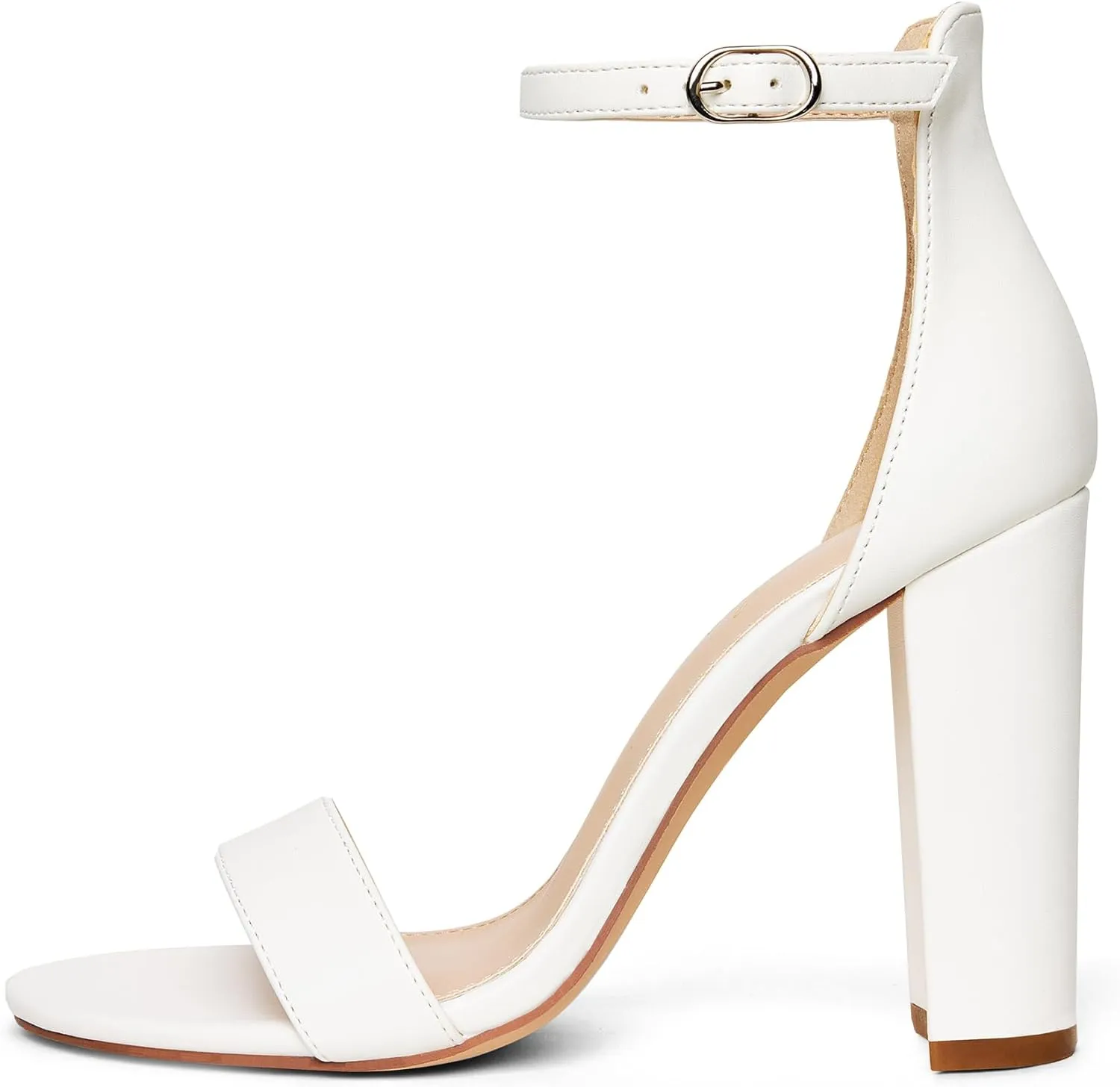 GENSHUO Women's 4-inch Chunky High Heel Sandals with Ankle Strap,Party Wedding Bridal Shoes