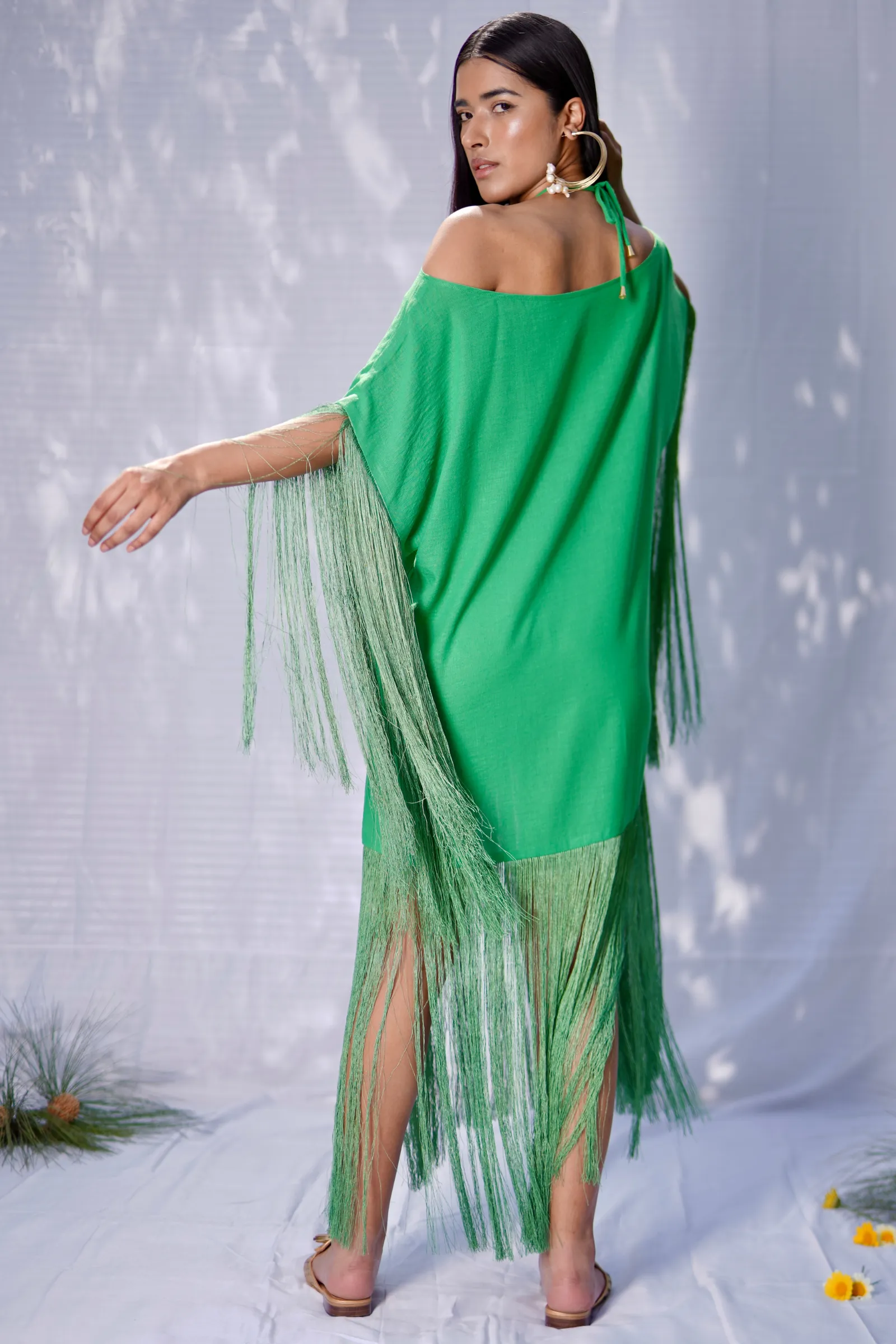Green fringe dress