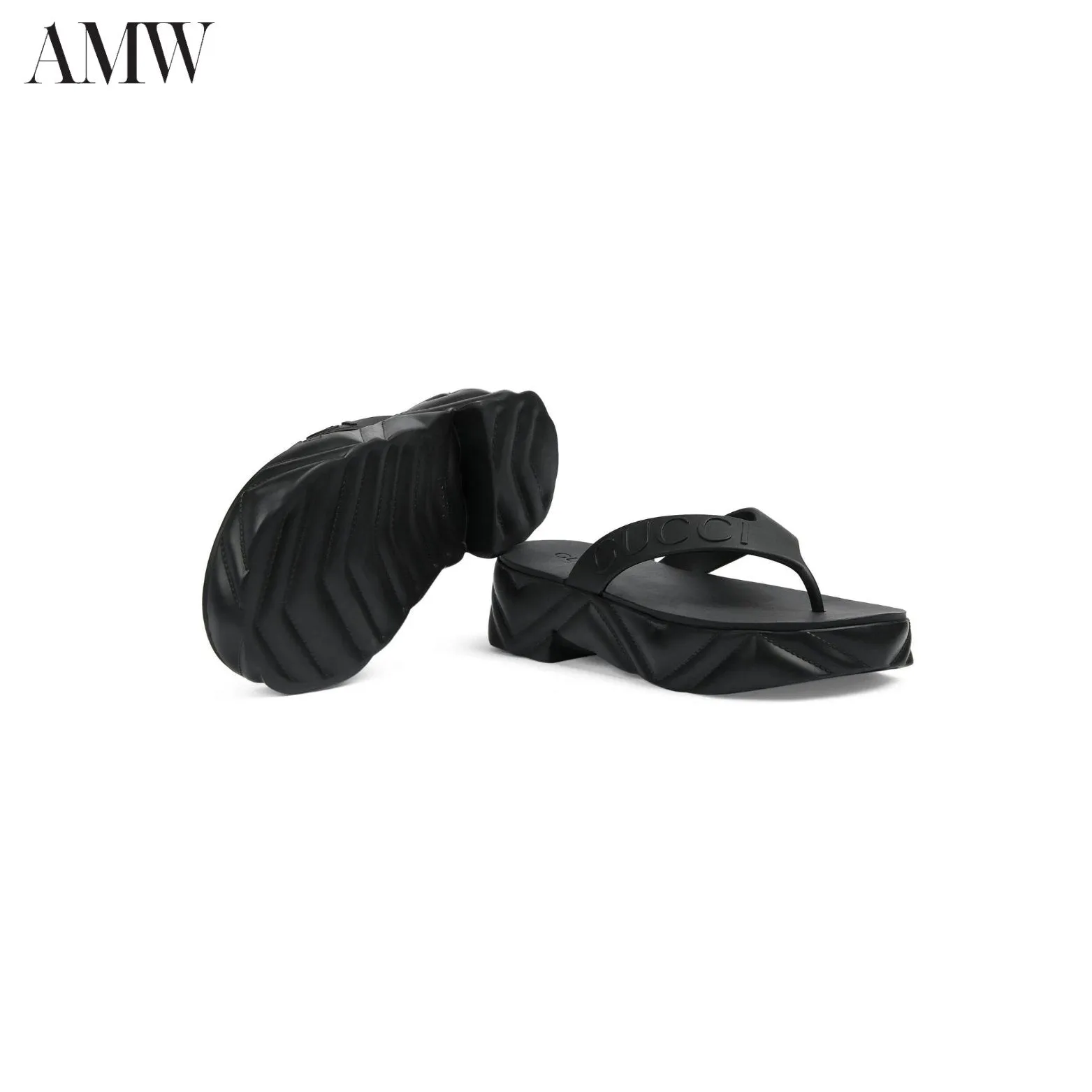 GUCCI Logo-debossed Platform Flip-flops