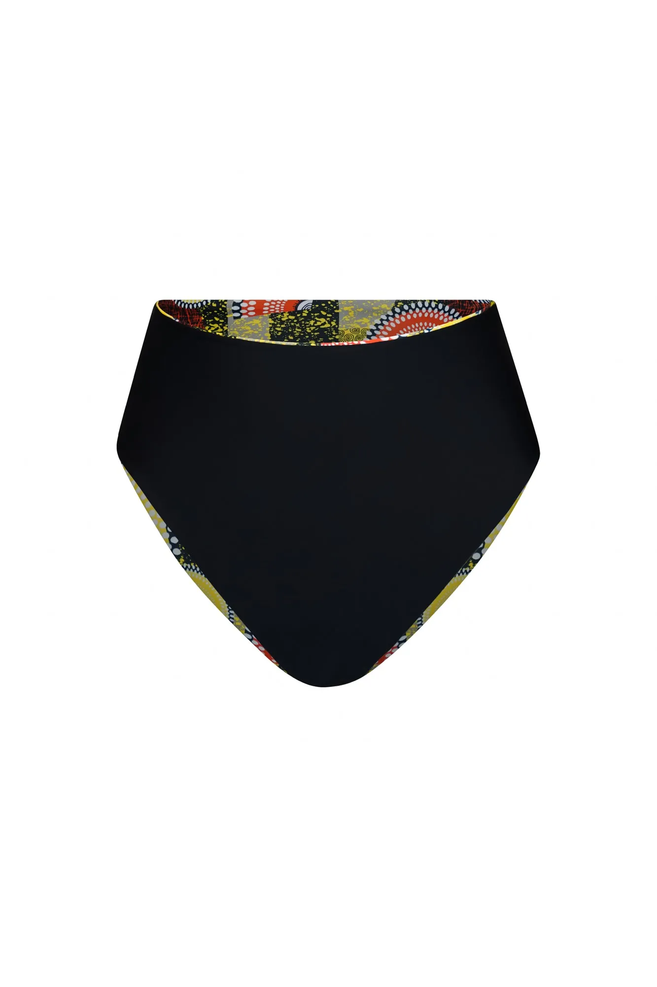 High Waisted Reversi Bottoms Bikini - Black/Dreamy Mirage Print | GOLDEN OASIS 1.0