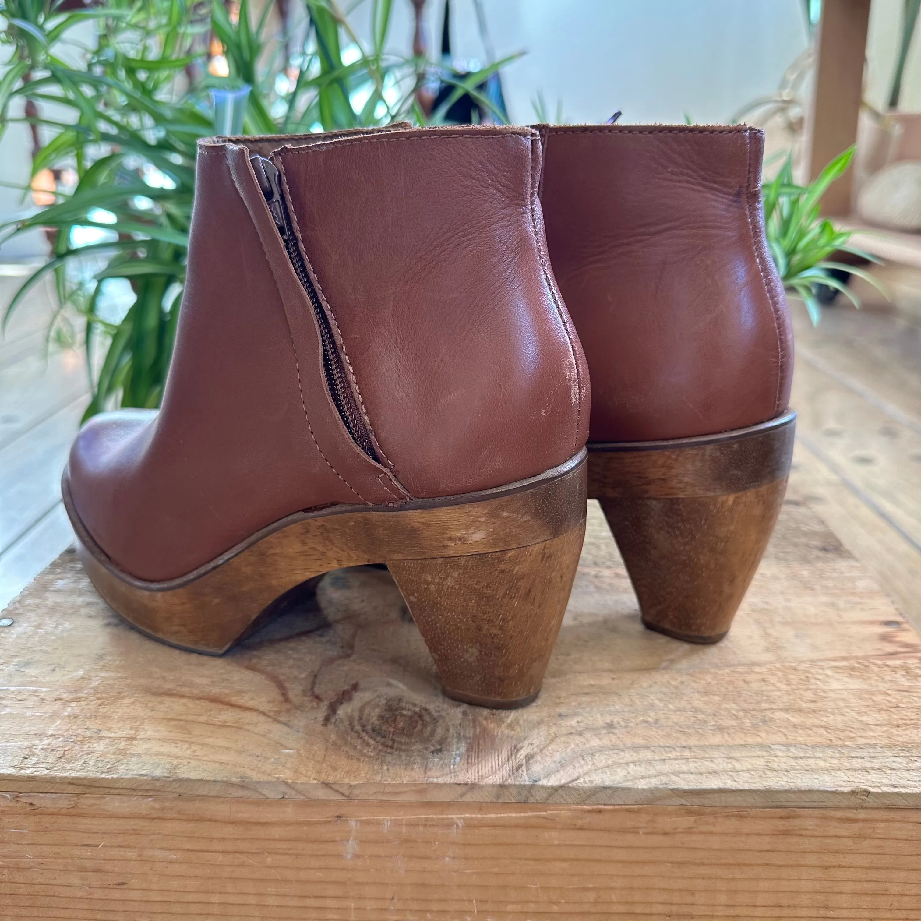 Leather Wooden Heels