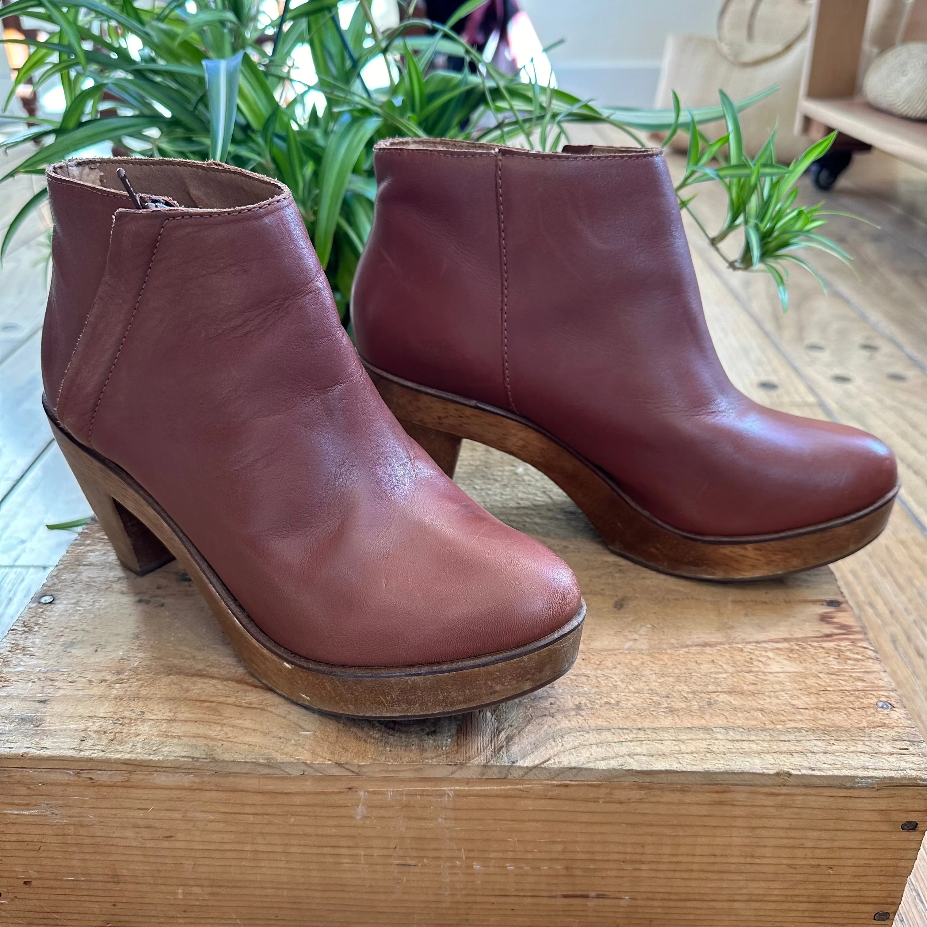 Leather Wooden Heels