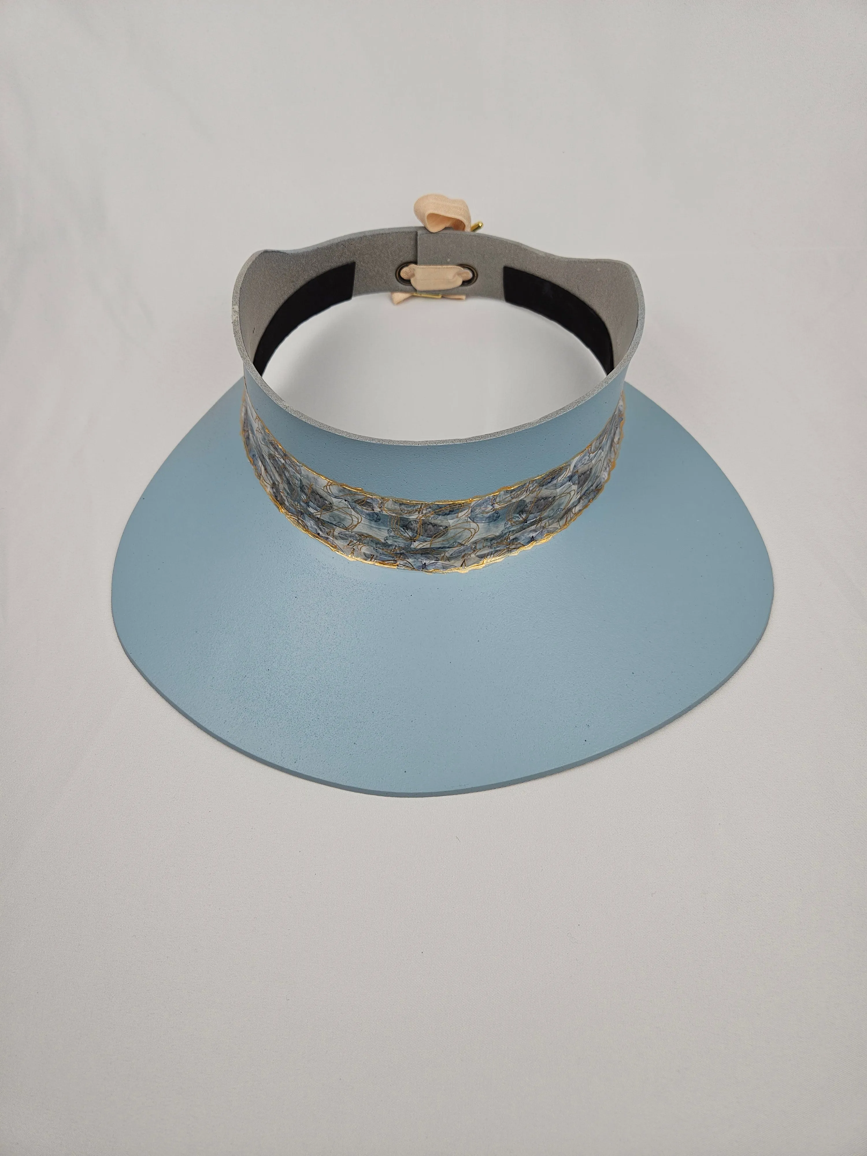 Light Blue "LadyEVA" Visor Hat with Elegant Golden Band