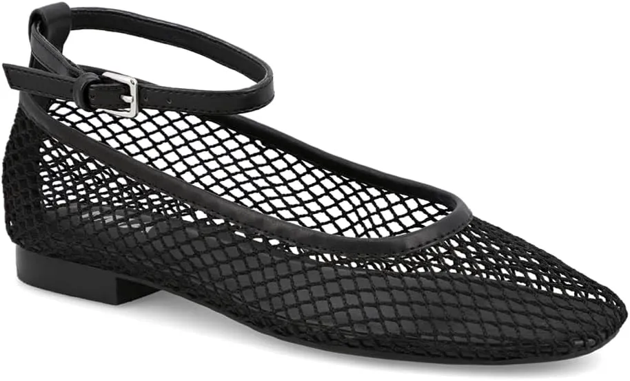 MIA Womens Roz Ankle Strap Ballet Flats Casual - Black