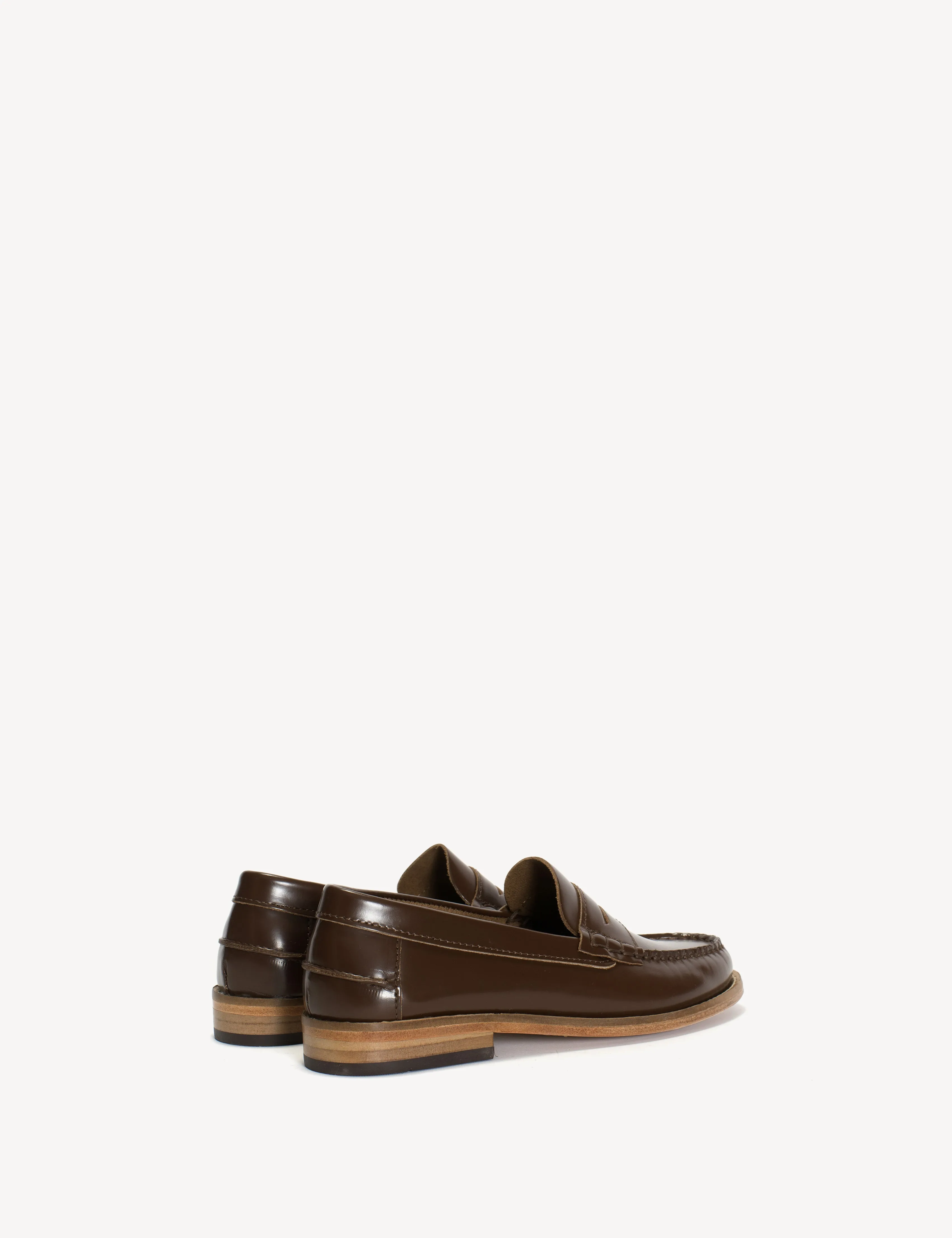 Moccasin Penny Loafer In Brown Polido Leather