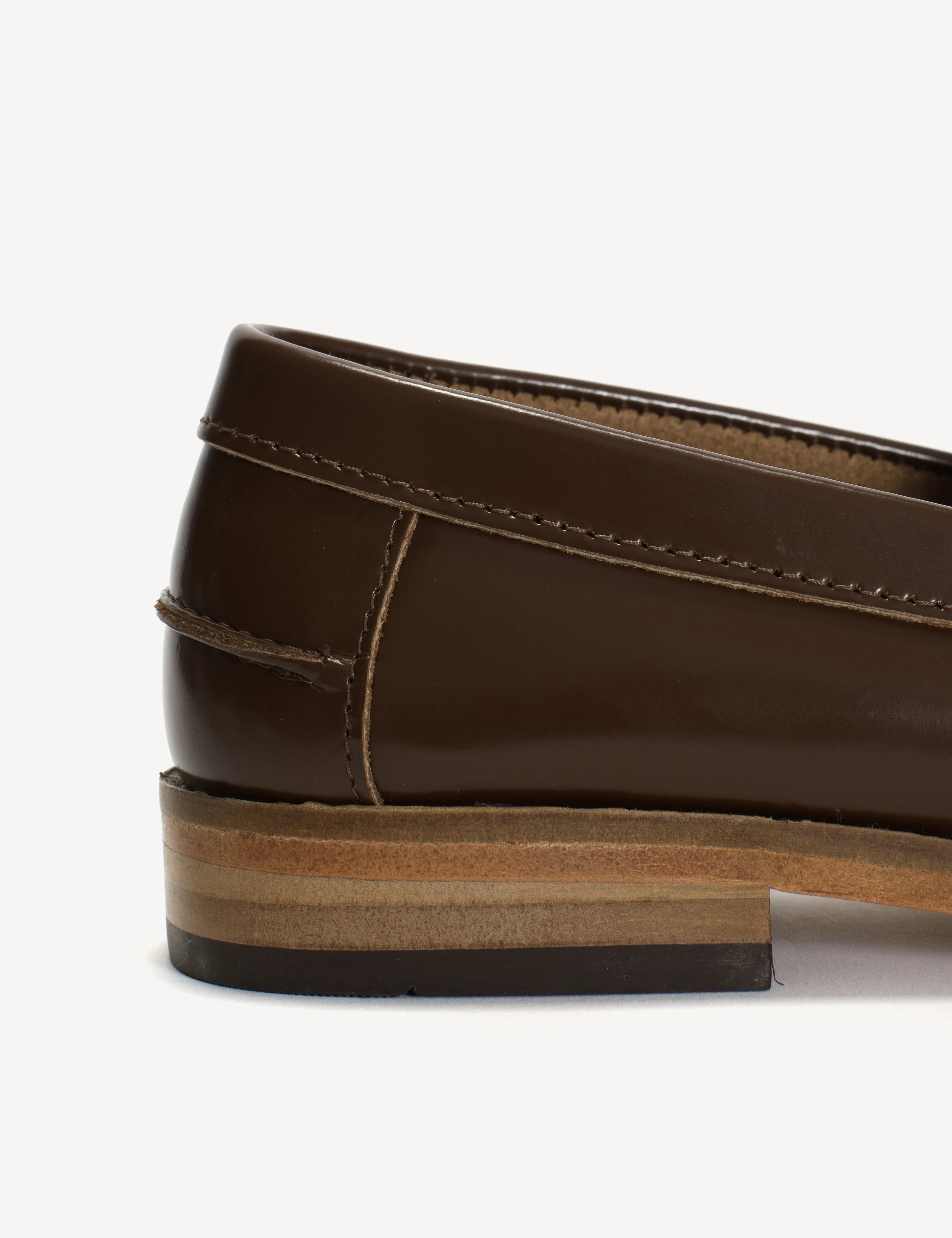 Moccasin Penny Loafer In Brown Polido Leather