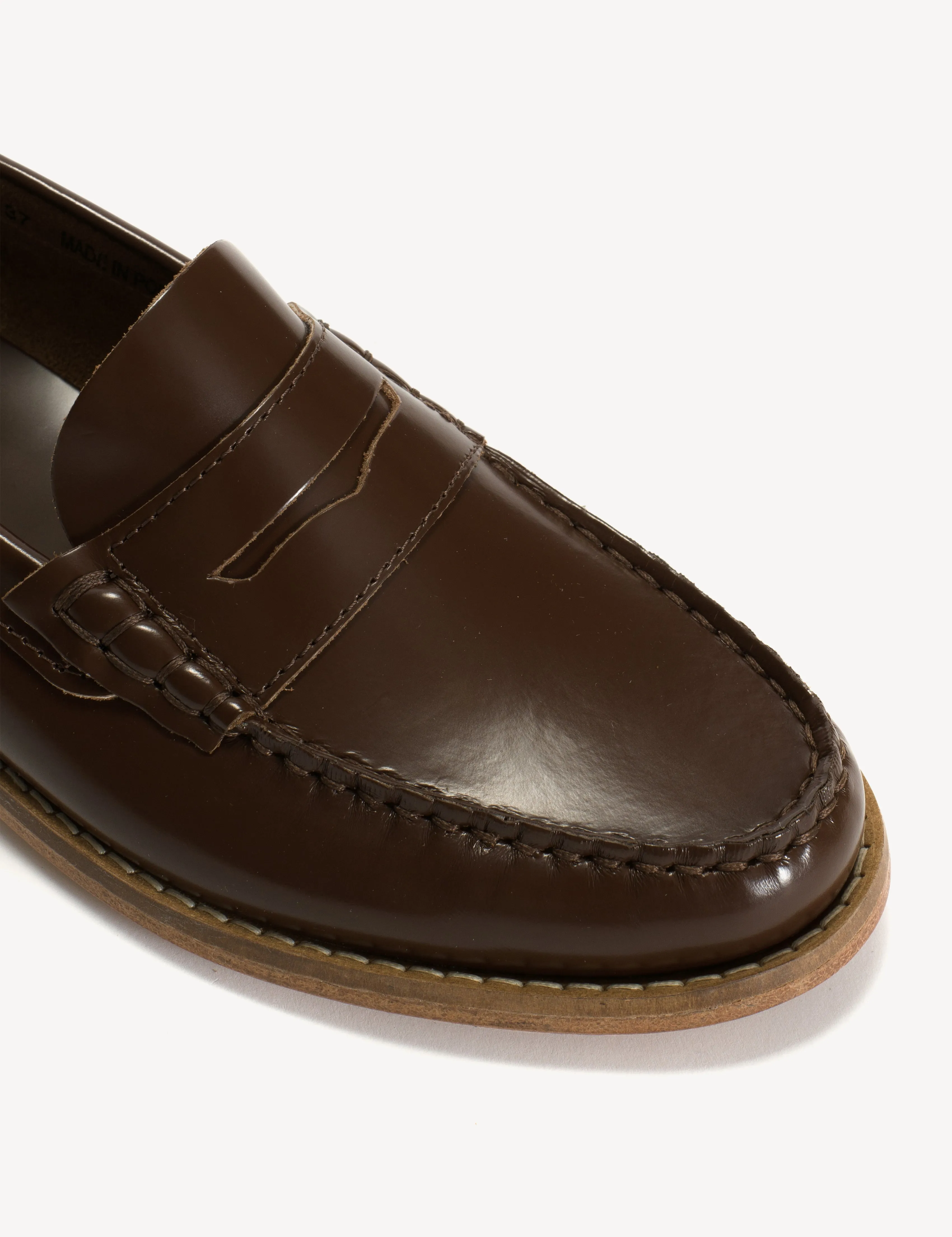 Moccasin Penny Loafer In Brown Polido Leather
