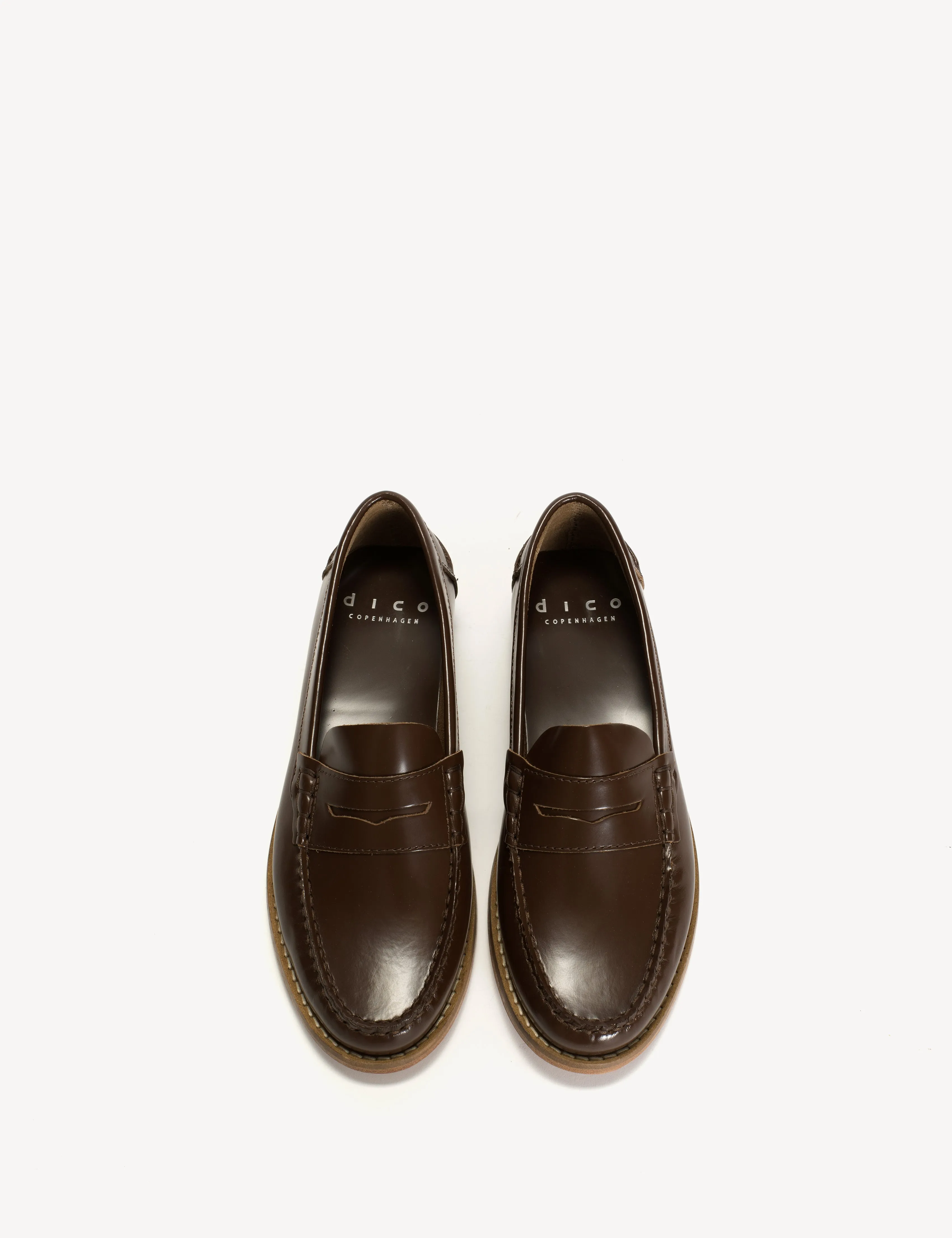 Moccasin Penny Loafer In Brown Polido Leather