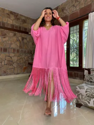 Pink dress with fringe