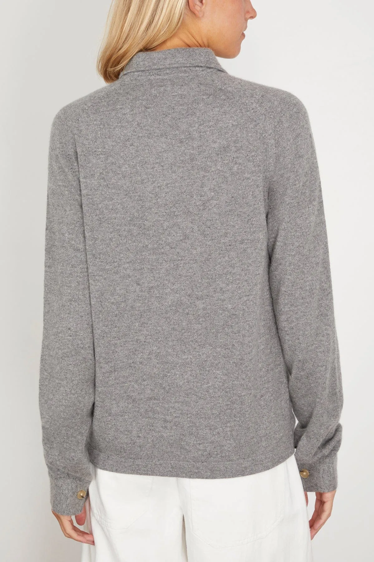 Raglan Sleeve Cashmere Shirt in Grey Melange