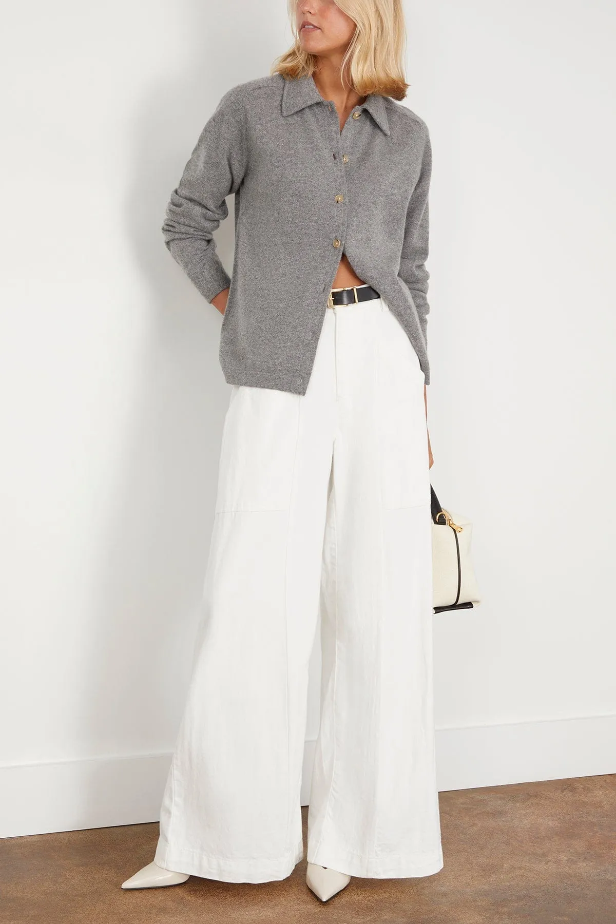 Raglan Sleeve Cashmere Shirt in Grey Melange
