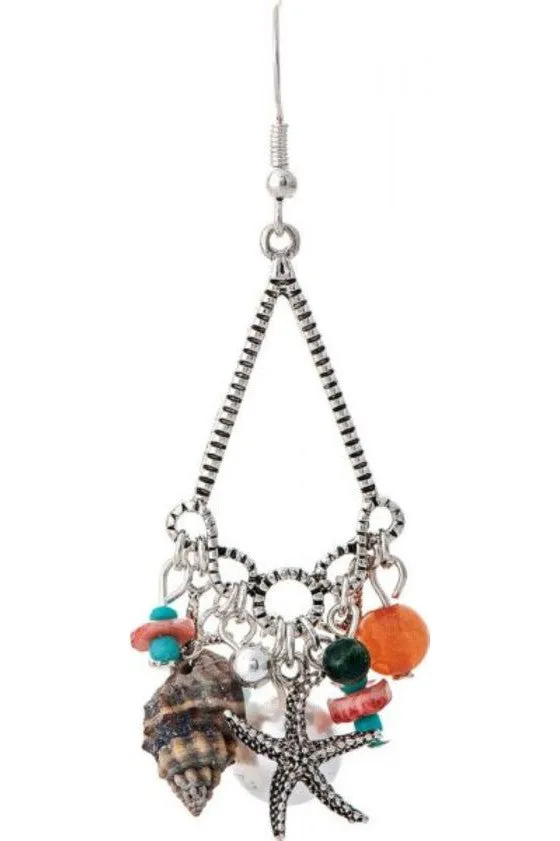 Rain Jewelry Collection Silver Multi Shells And Charms Earring