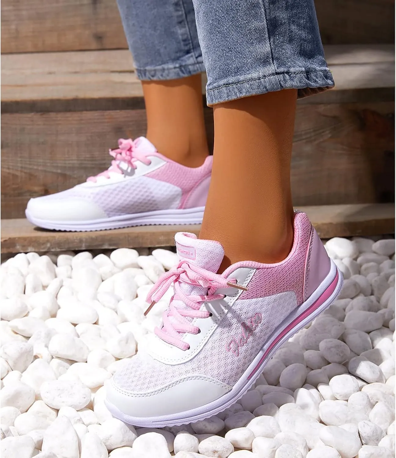Sneakers for Women Casual Mesh Breathable Lace Up Walking Non Slip Work Shoes Women Jogging Men Casual Dress Shoes Dress Sneakers Black Tennis Shoe Cross Trainer Shoe