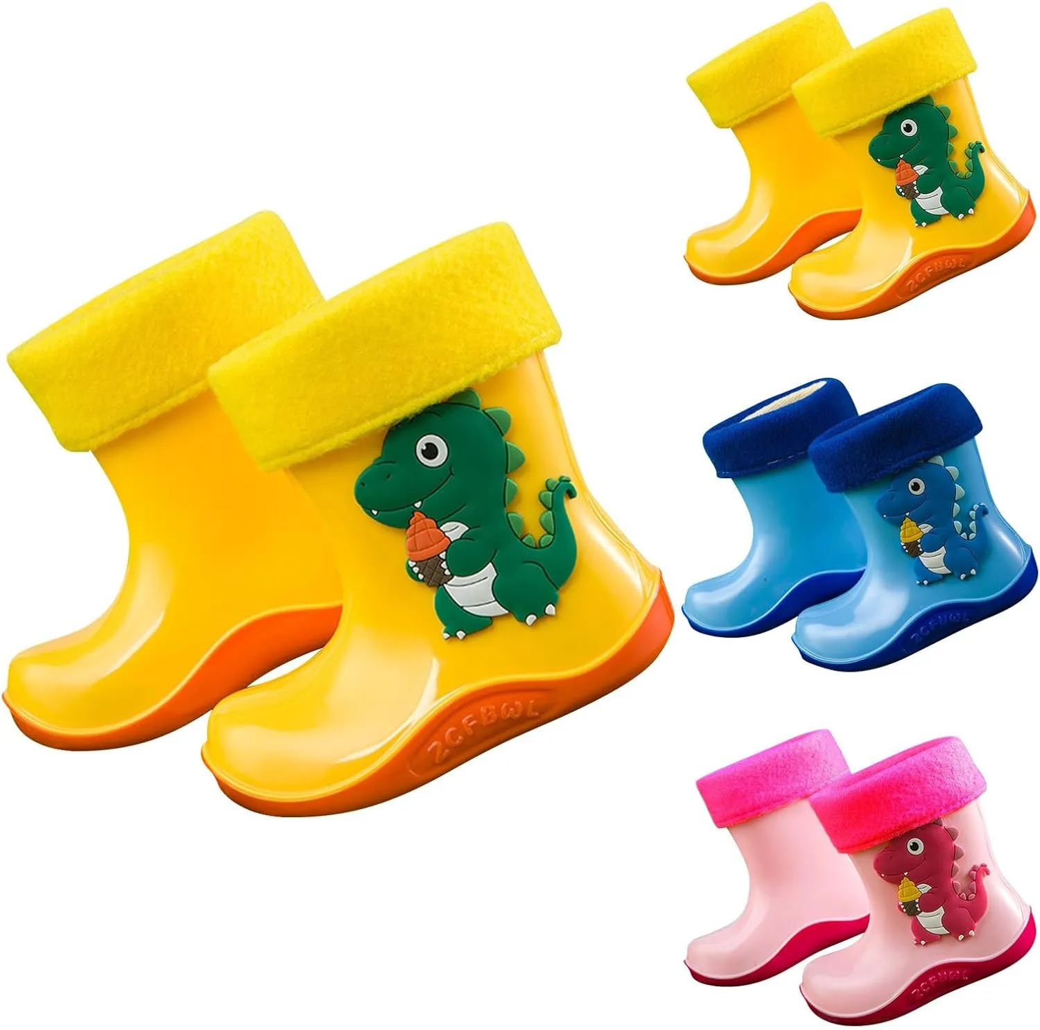 Toddler Kids Dinosaur Lightweight aterproof Rain Boot with Cozy ining Outdoor Boots for Boys Raining Boots Toddler