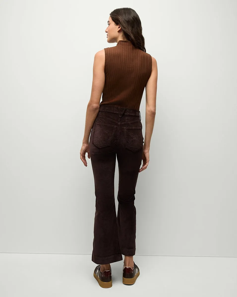 Veronica Beard Carson Ankle Flare Velvet in Dark Chocolate
