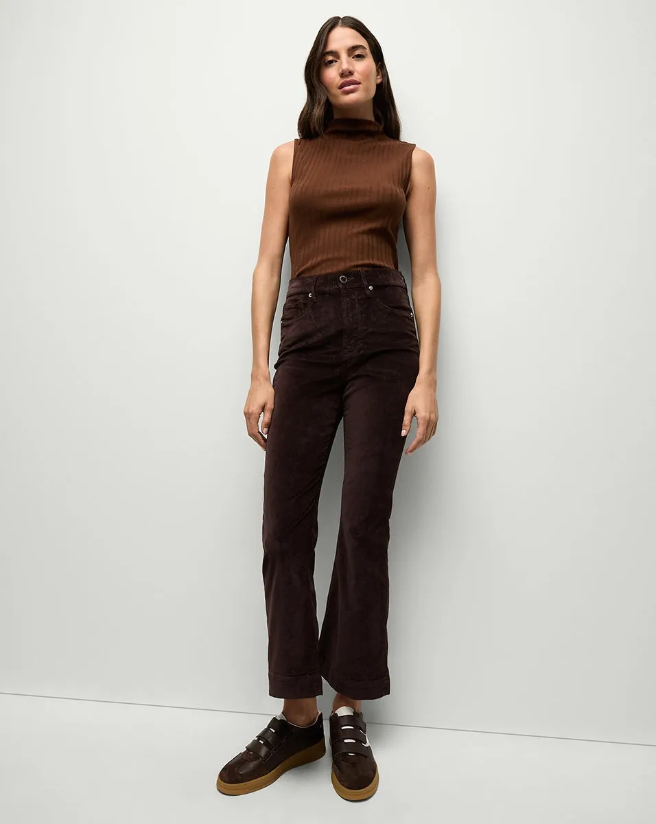 Veronica Beard Carson Ankle Flare Velvet in Dark Chocolate