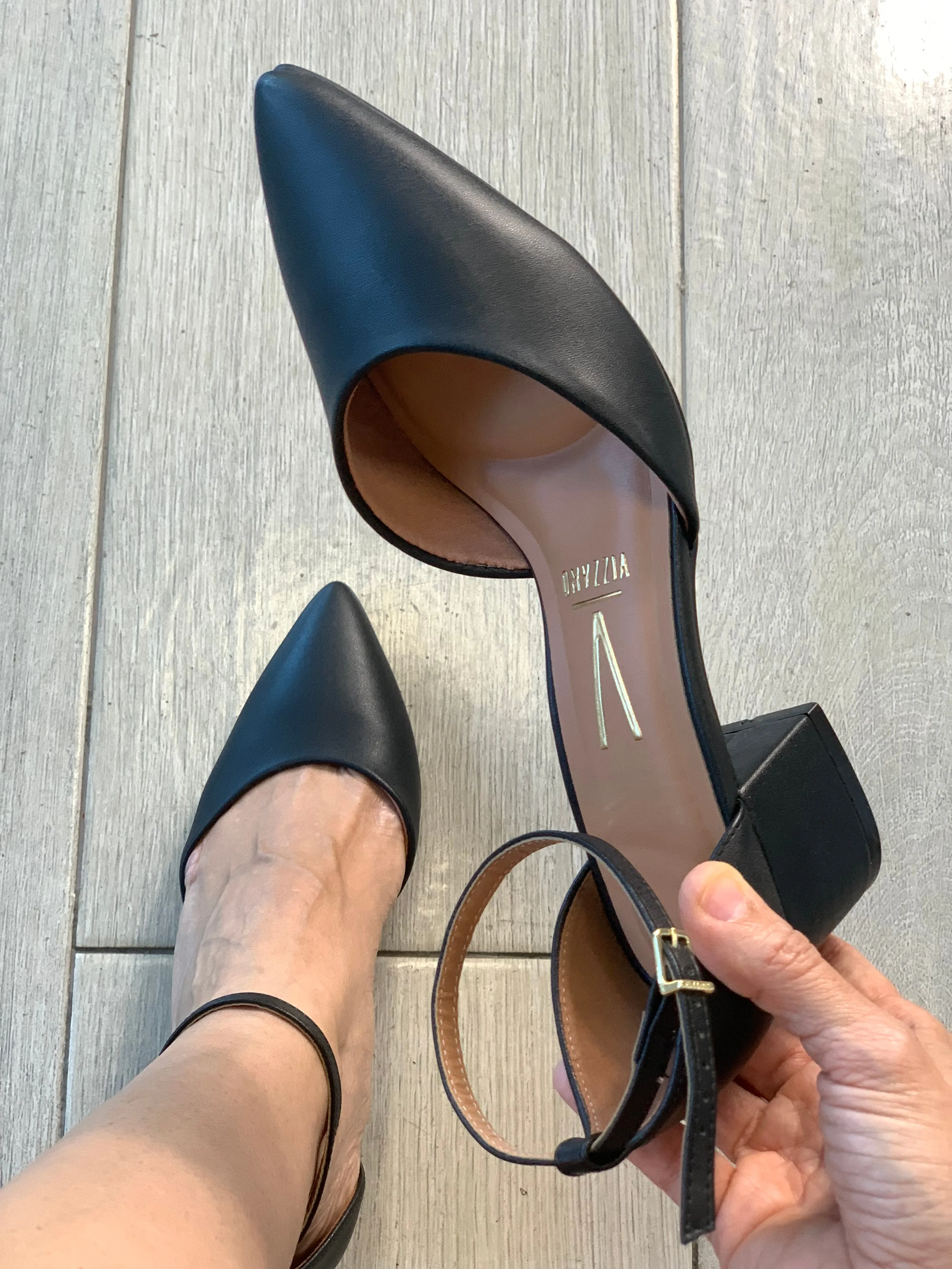 Vizzano Black Strappy Square Heels