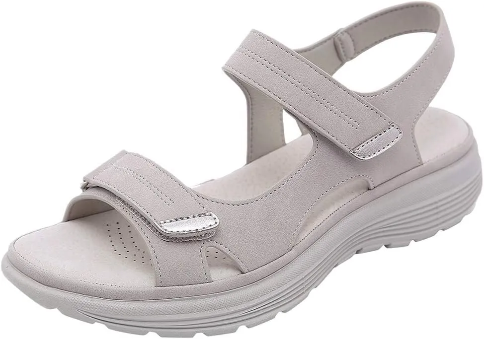 Walking and Hiking Sandals for Women 2025 Summer Casual Open Toe Backless Orthotic Fashion Hook and Loop Straps Sandal Beach Vacation Outdoor Athletic Shoes With Arch Support