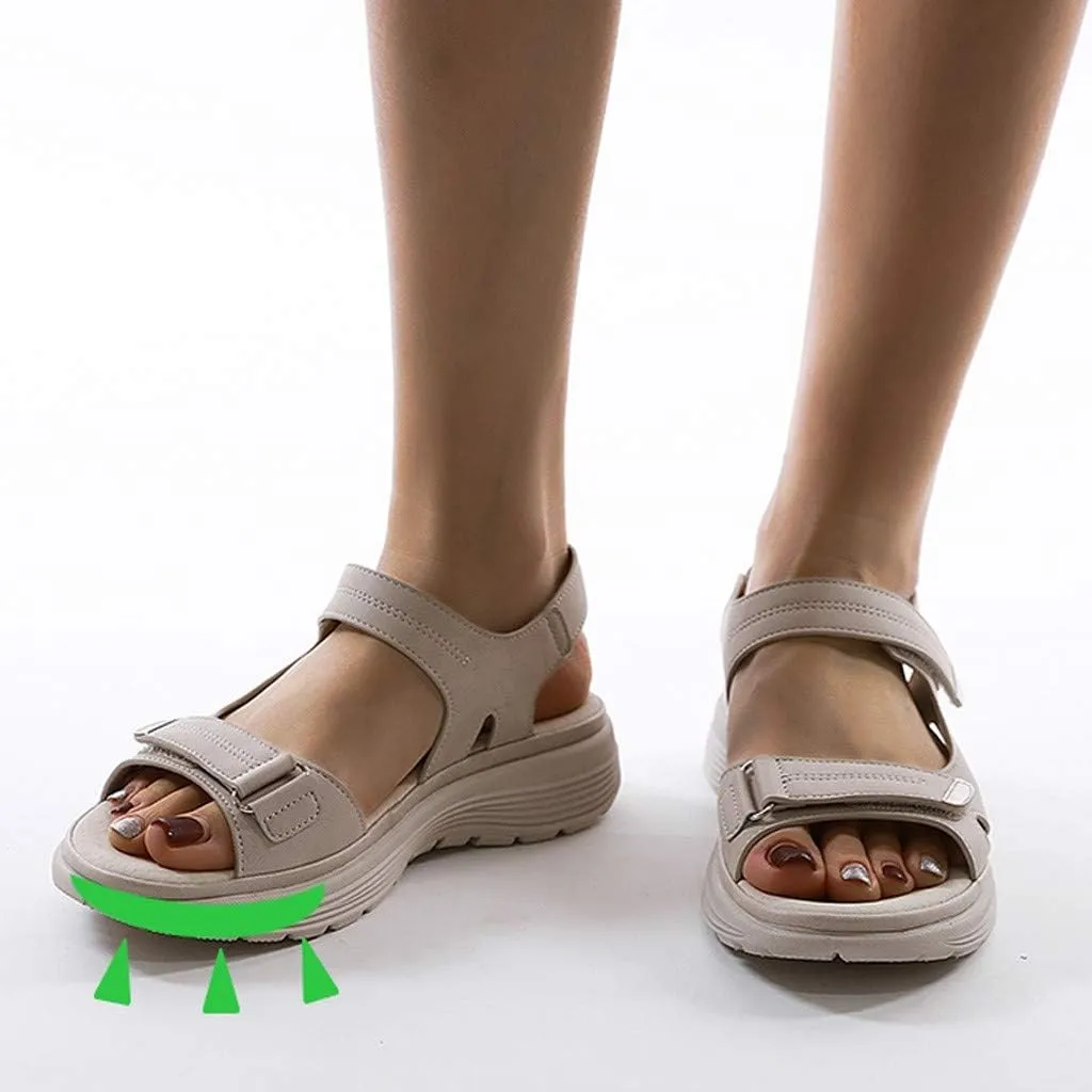 Walking and Hiking Sandals for Women 2025 Summer Casual Open Toe Backless Orthotic Fashion Hook and Loop Straps Sandal Beach Vacation Outdoor Athletic Shoes With Arch Support