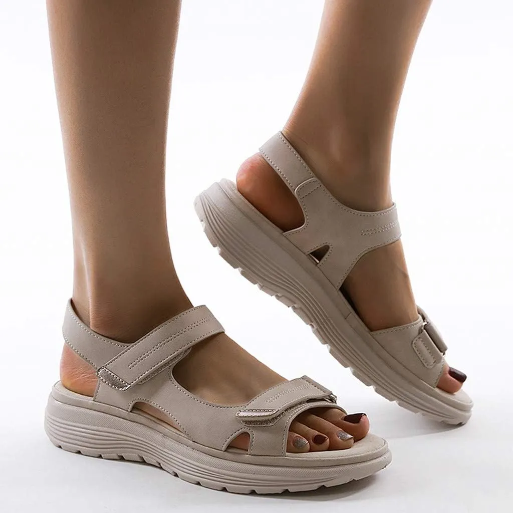 Walking and Hiking Sandals for Women 2025 Summer Casual Open Toe Backless Orthotic Fashion Hook and Loop Straps Sandal Beach Vacation Outdoor Athletic Shoes With Arch Support