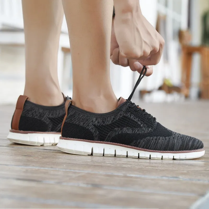 West Louis Knitted Mesh Shallow Lace Up Lightweight Sneakers