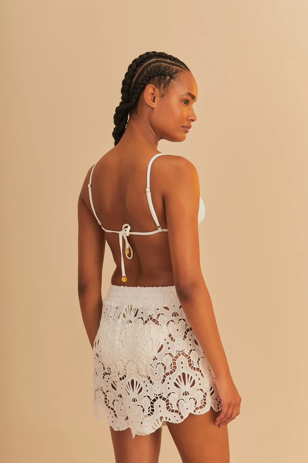 White Seashell Eyelet Short - White