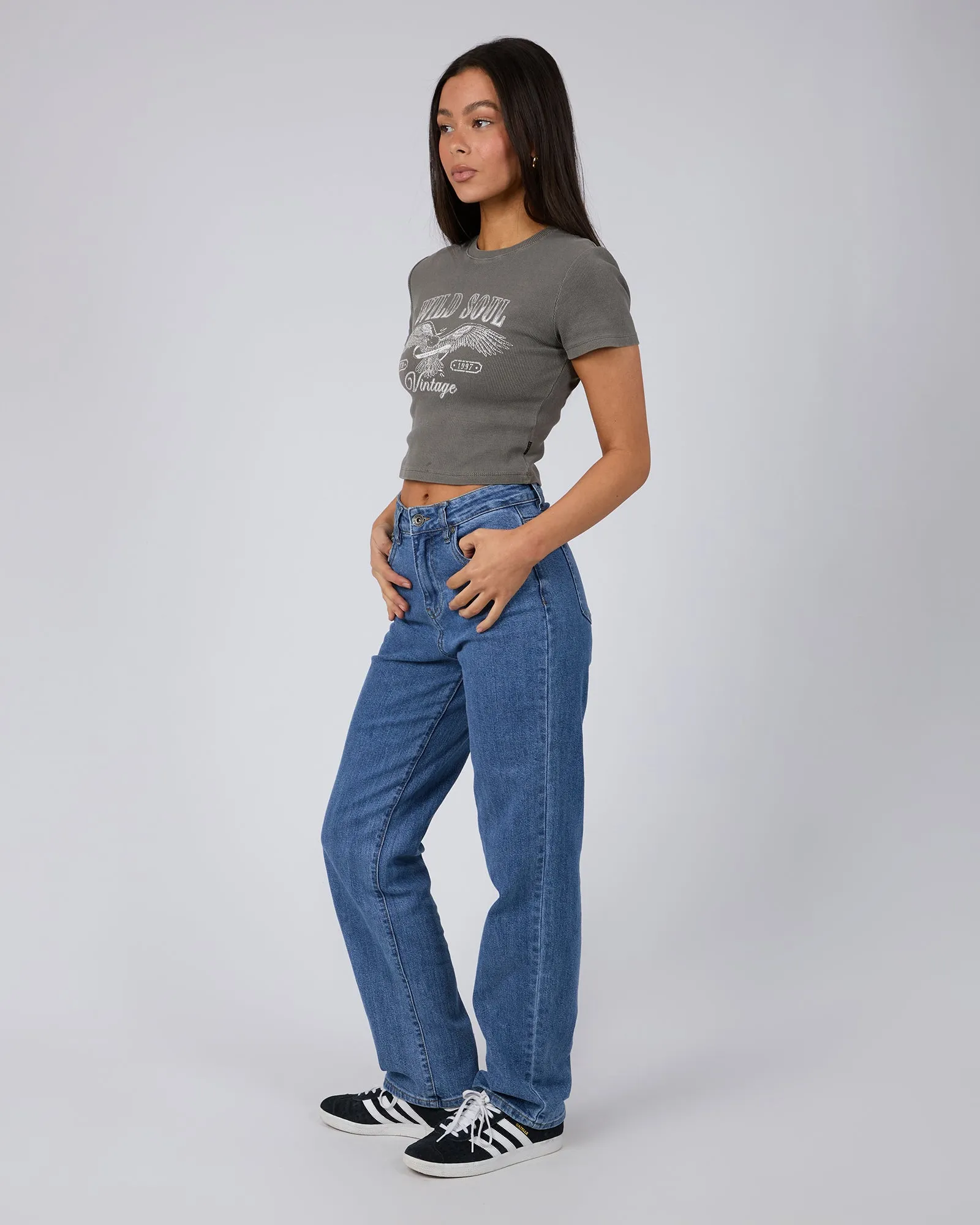 Wild Soul Crop Tee Charcoal
