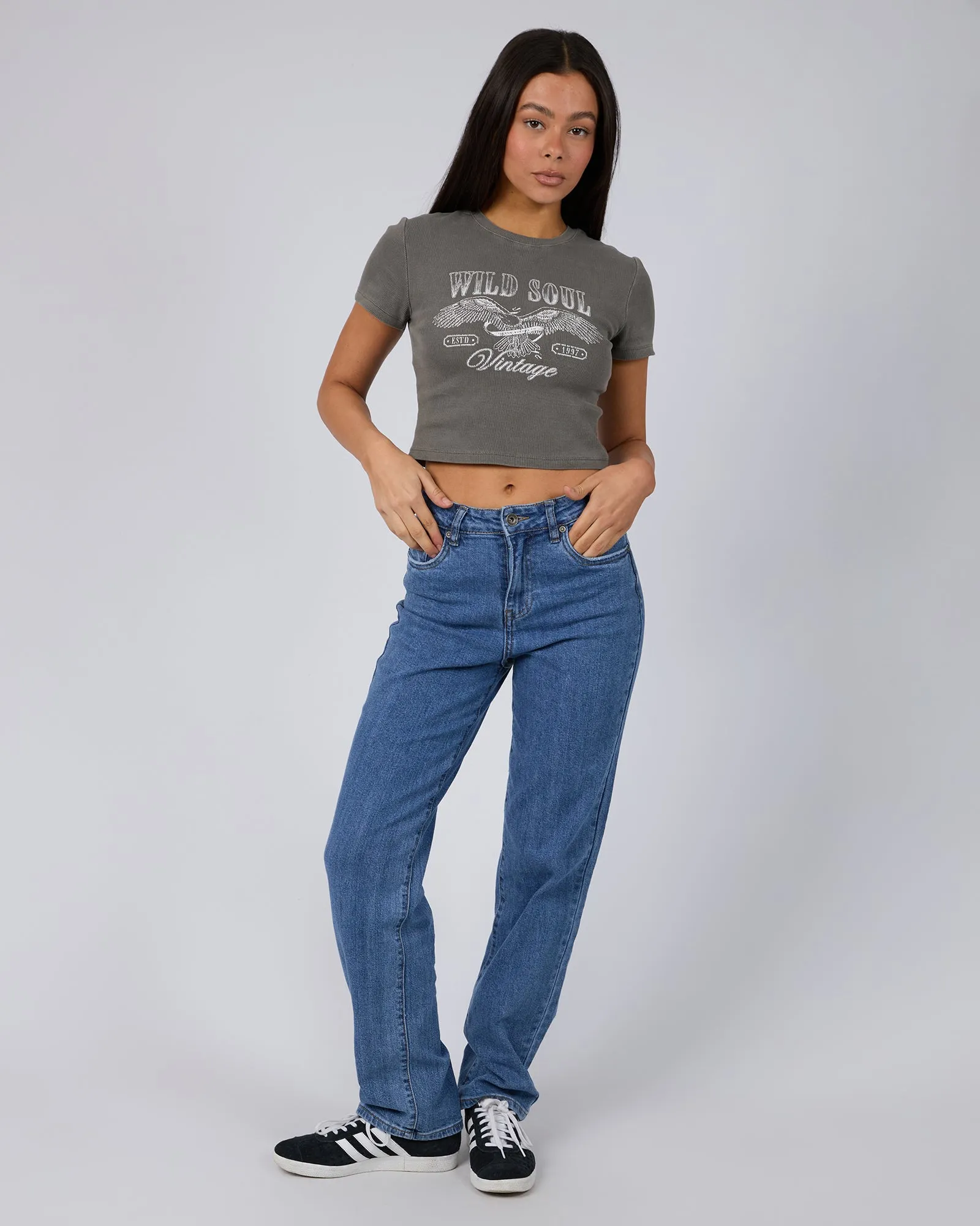 Wild Soul Crop Tee Charcoal