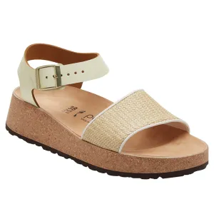 Womens Birkenstock Glenda Raffia Narrow in Natural/White