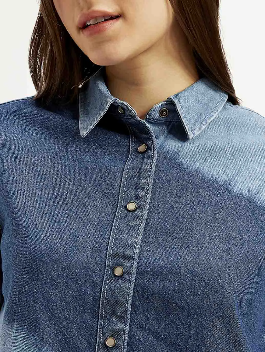 Women's Colorblock Spread Collar Shirt